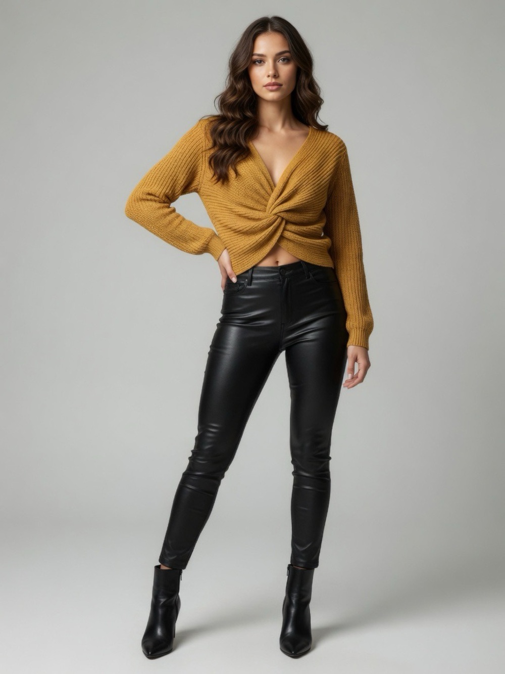 Lush Cozy Knit Top in Camel Brown